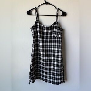 Black and White Plaid Mini Fairy Whimsygoth Dress